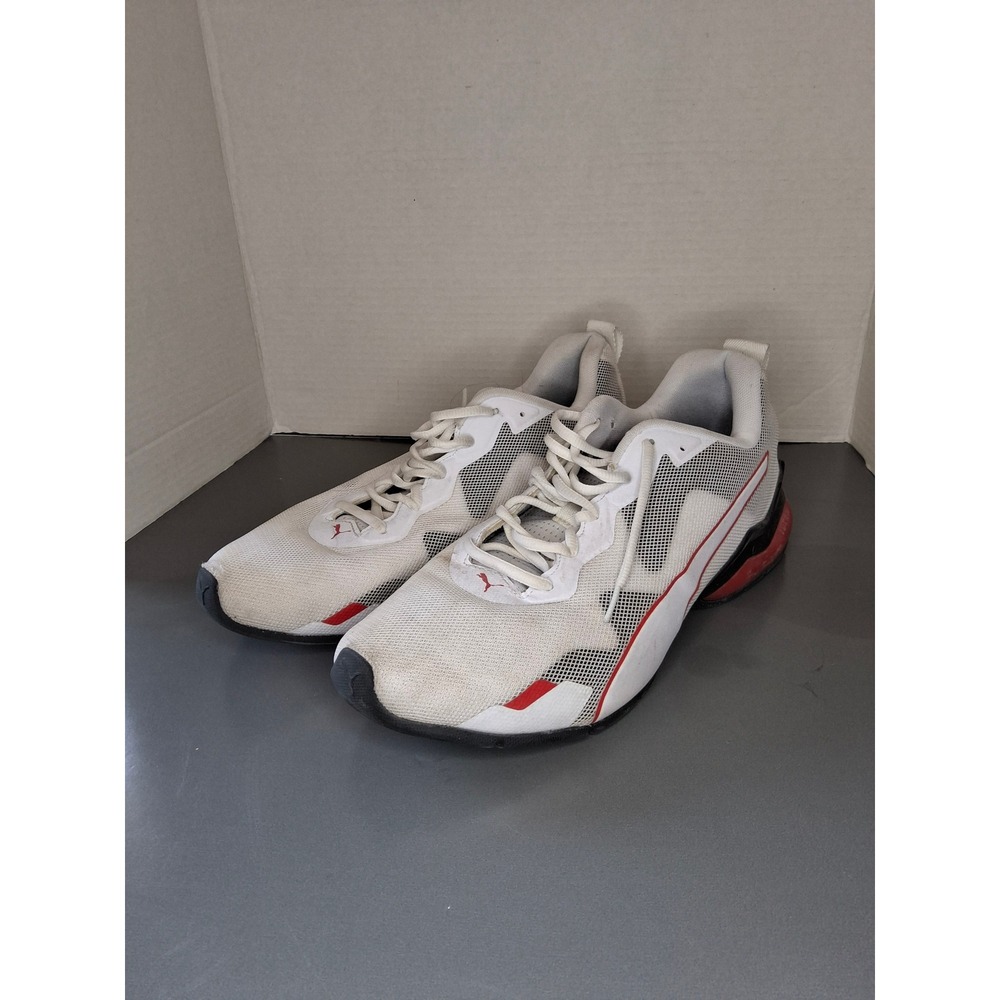 Puma Cell Magma Mens White Red Black Running Shoes 194055-01 Size 11.5